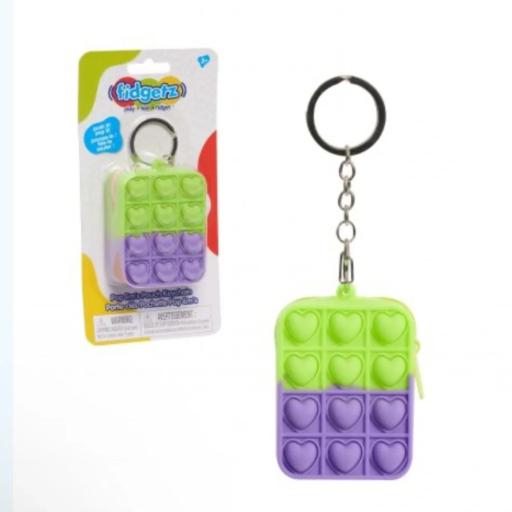 Fidgetz  Clip Purple Pop It with zipper can storege key, AirPod  Keychain